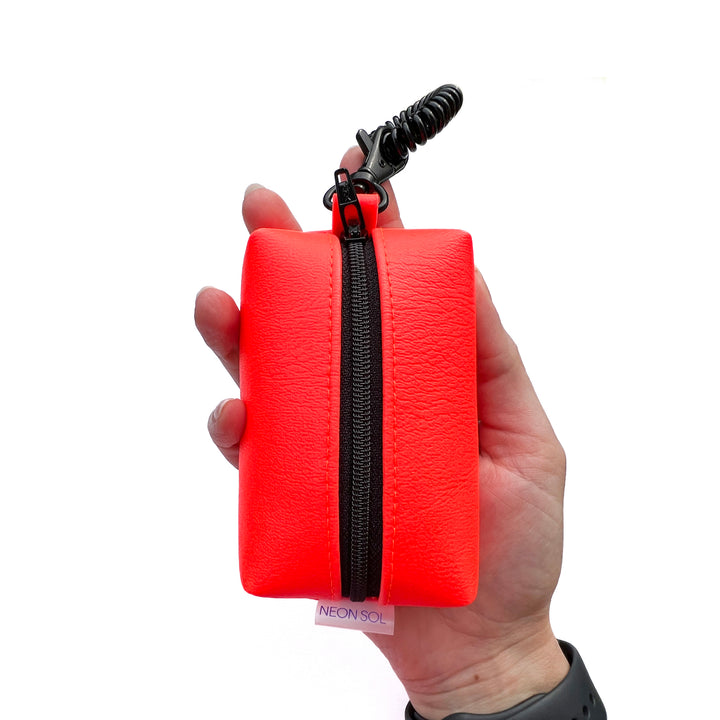 Petite Faux Leather Boxy Pouch | neon orange