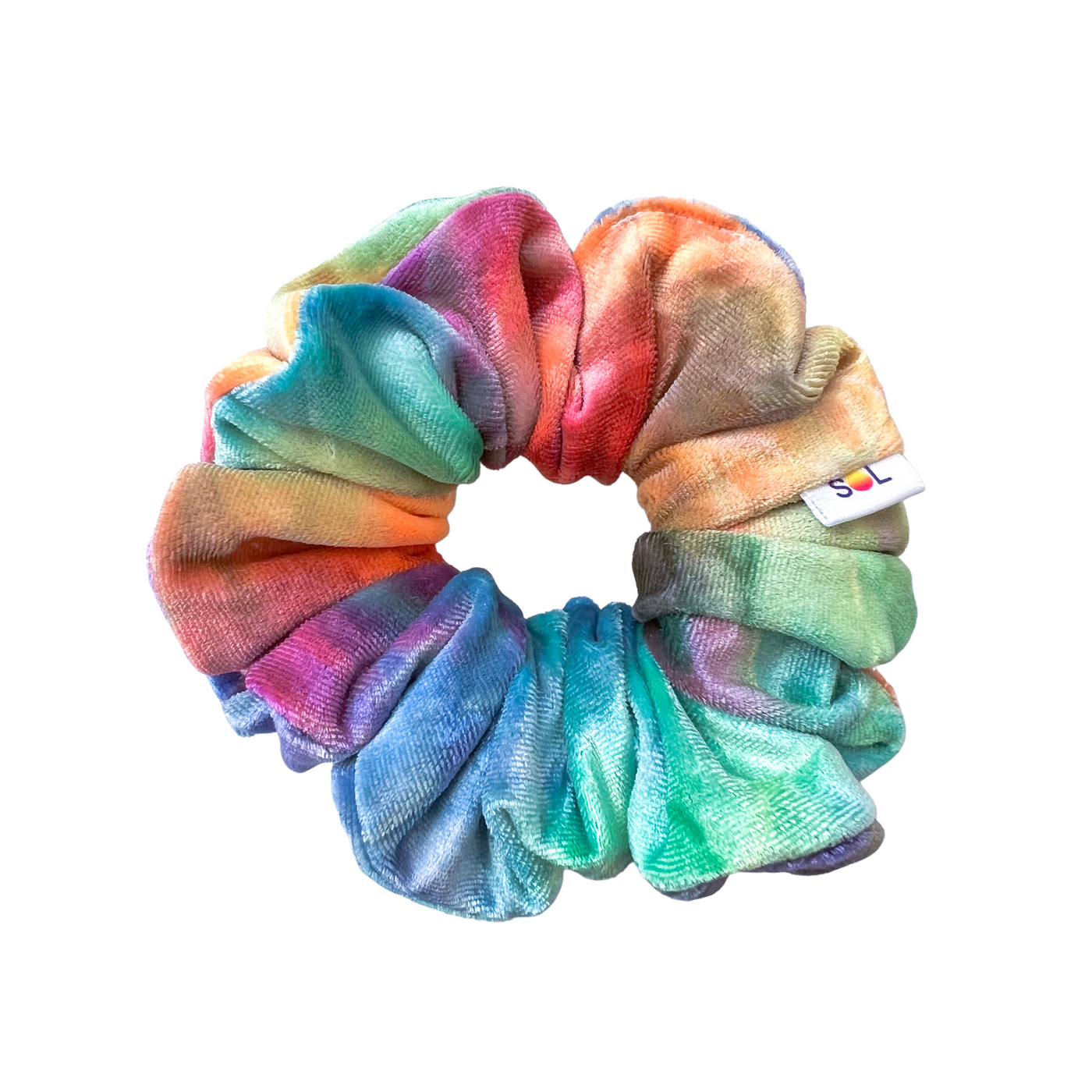 Lush Velvet Scrunchie | rainbow tie dye