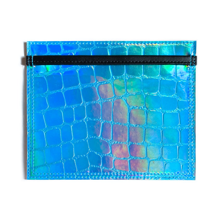 Document Card Holder | sky blue holographic croc