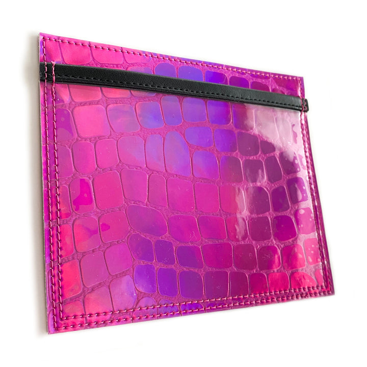 Document Card Holder | hot pink holographic croc
