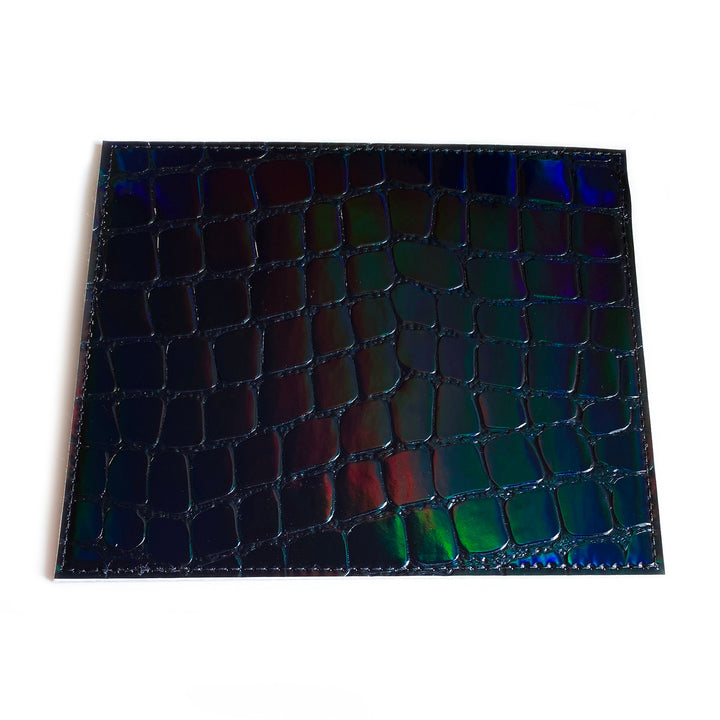 Document Card Holder | black holographic croc