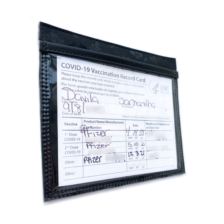 Document Card Holder | black iridescent floral