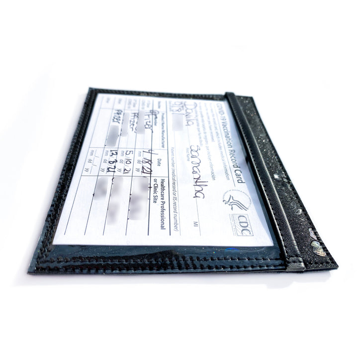 Document Card Holder | black iridescent floral