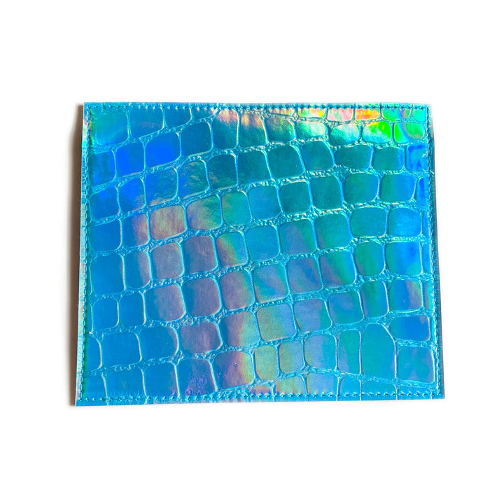 Document Card Holder | sky blue holographic croc