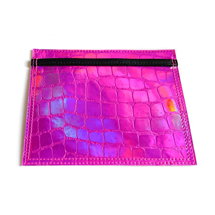 Document Card Holder | hot pink holographic croc