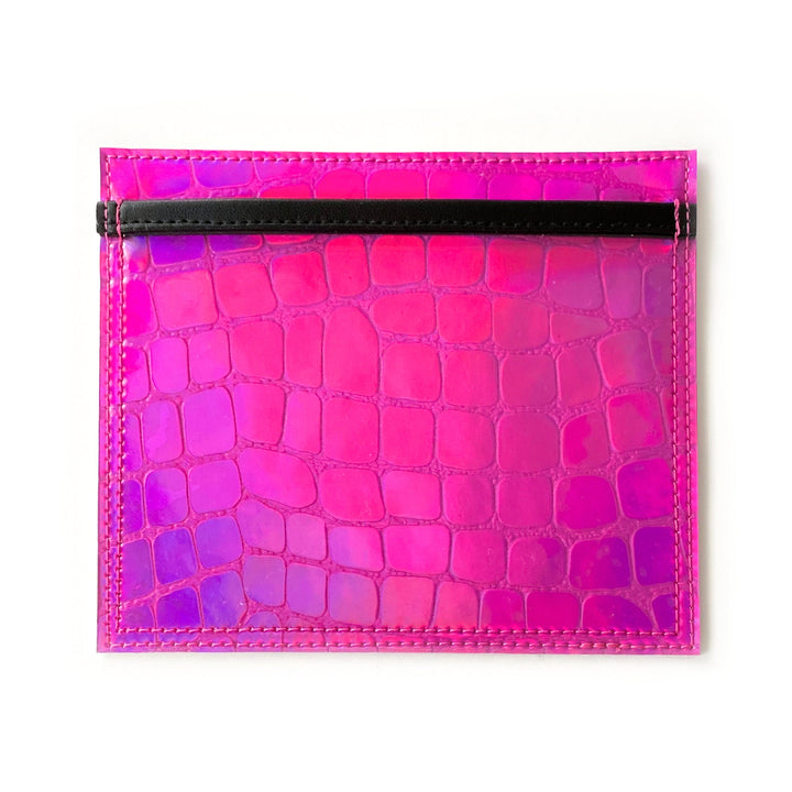 Document Card Holder | hot pink holographic croc
