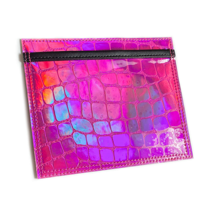 Document Card Holder | hot pink holographic croc