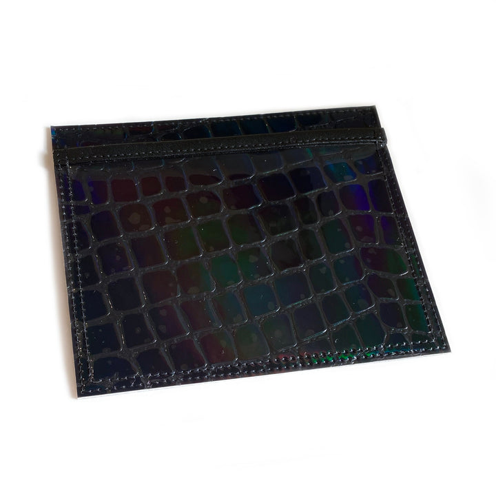 Document Card Holder | black holographic croc
