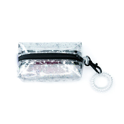 Petite Boxy Pouch | clear glitter stars