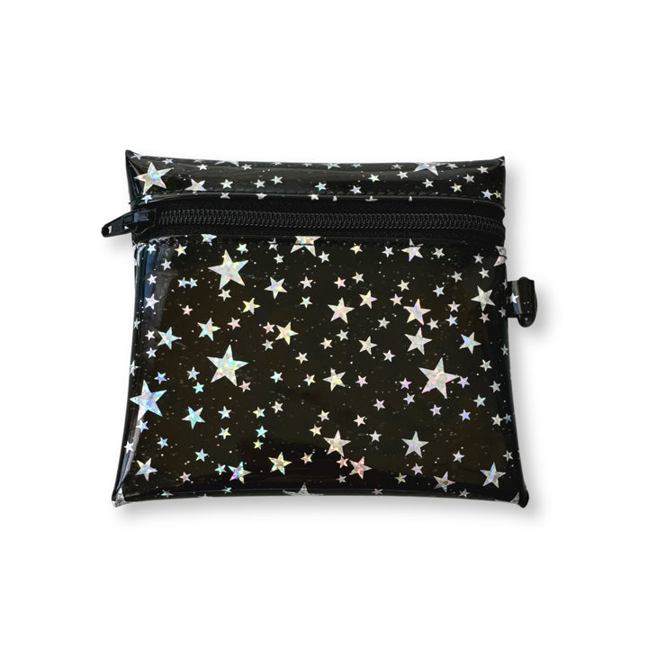 Transparent Glitter Stars Coin Pouch | black