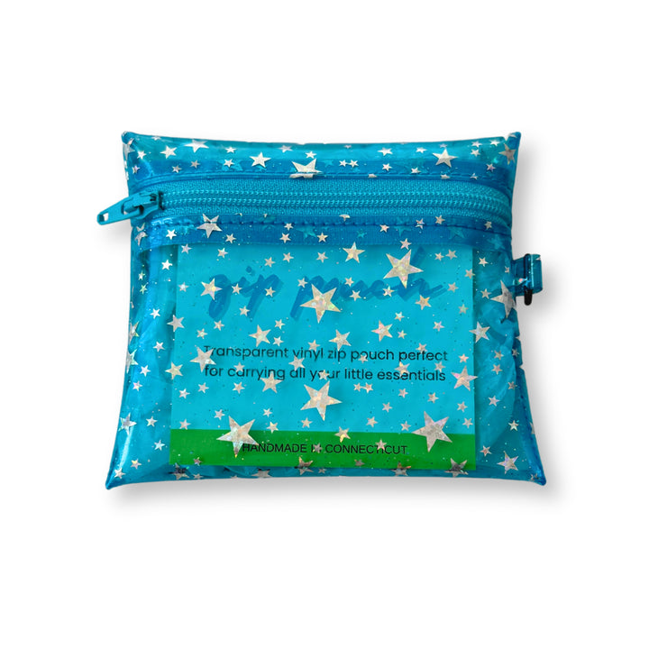 Transparent Glitter Stars Coin Pouch | blue