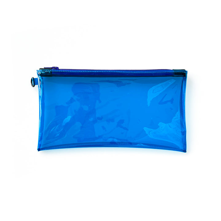 Transparent Vinyl Wristlet Pouch | electric blue