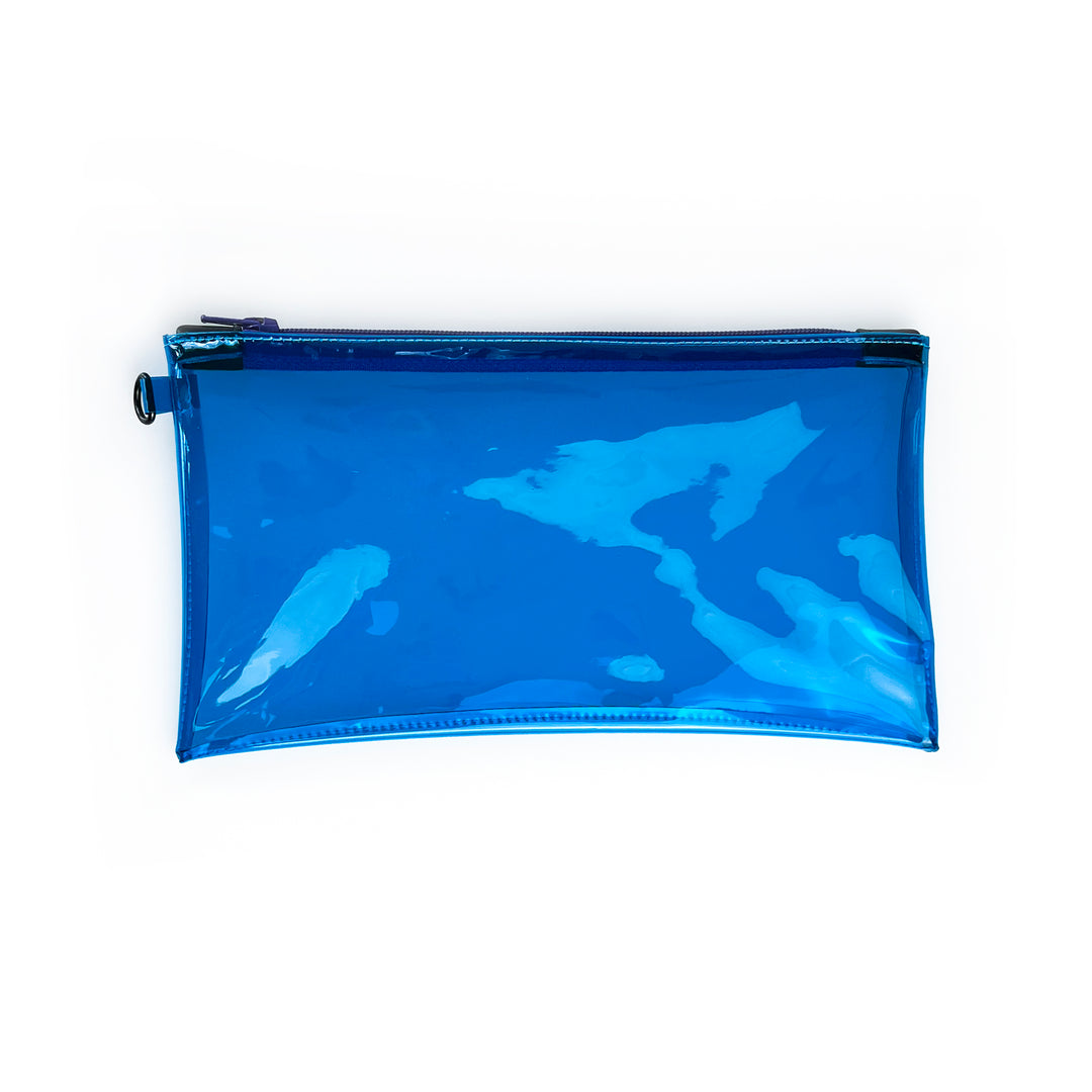 Transparent Vinyl Wristlet Pouch | electric blue