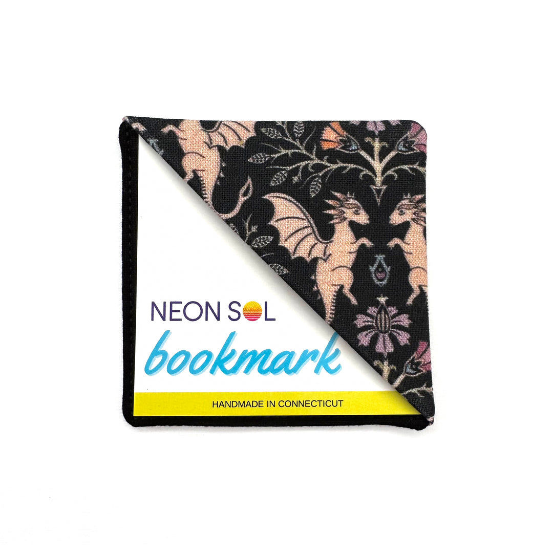 Corner Bookmark | floral dragons