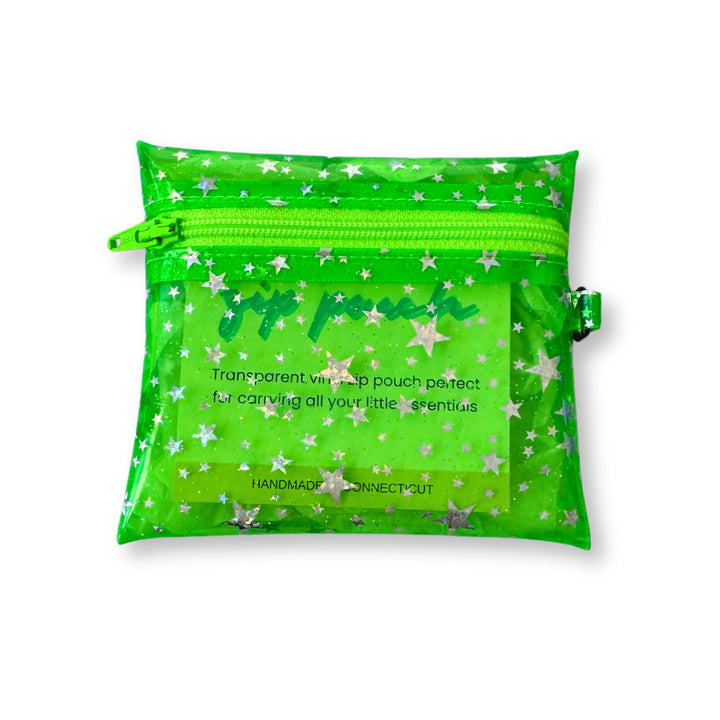 Transparent Glitter Stars Coin Pouch | green