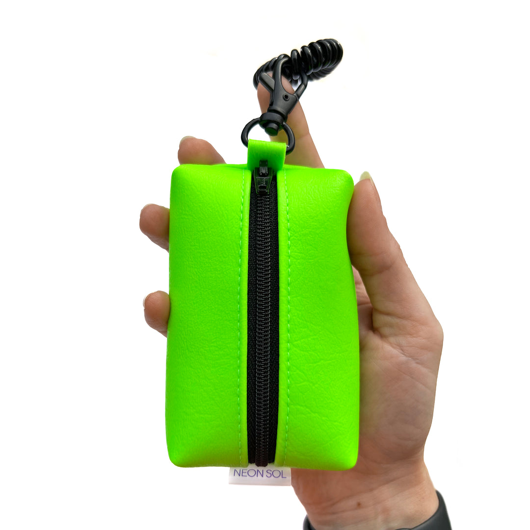 Petite Faux Leather Boxy Pouch | neon green