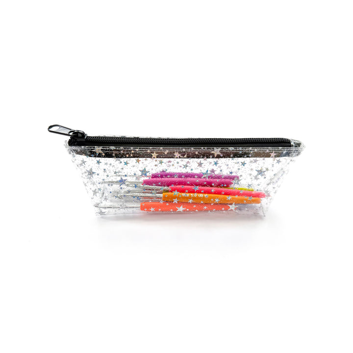 Pencil Case | clear glitter stars