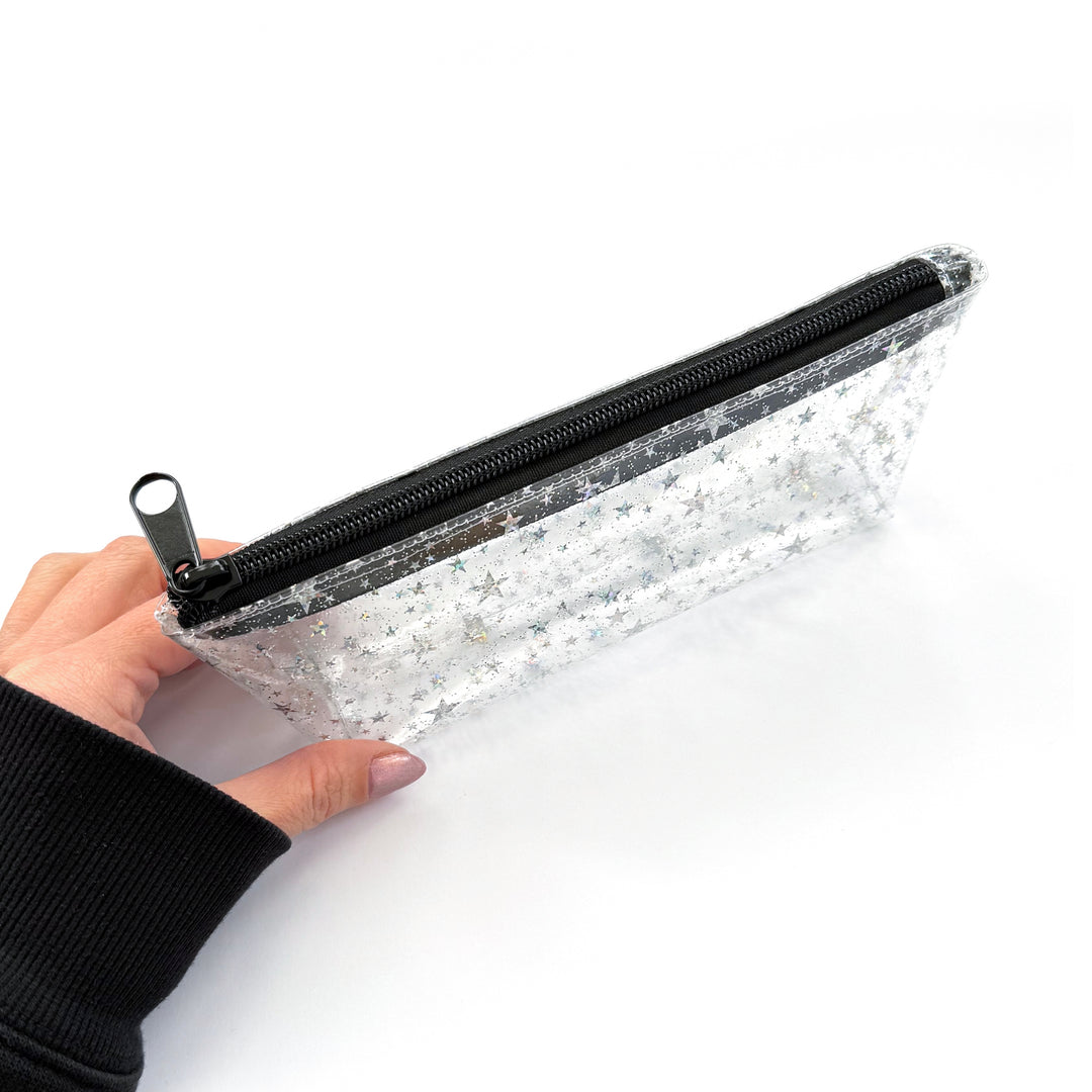 Pencil Case | clear glitter stars