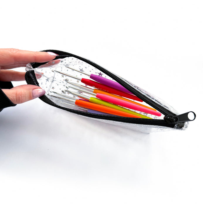 Pencil Case | clear glitter stars