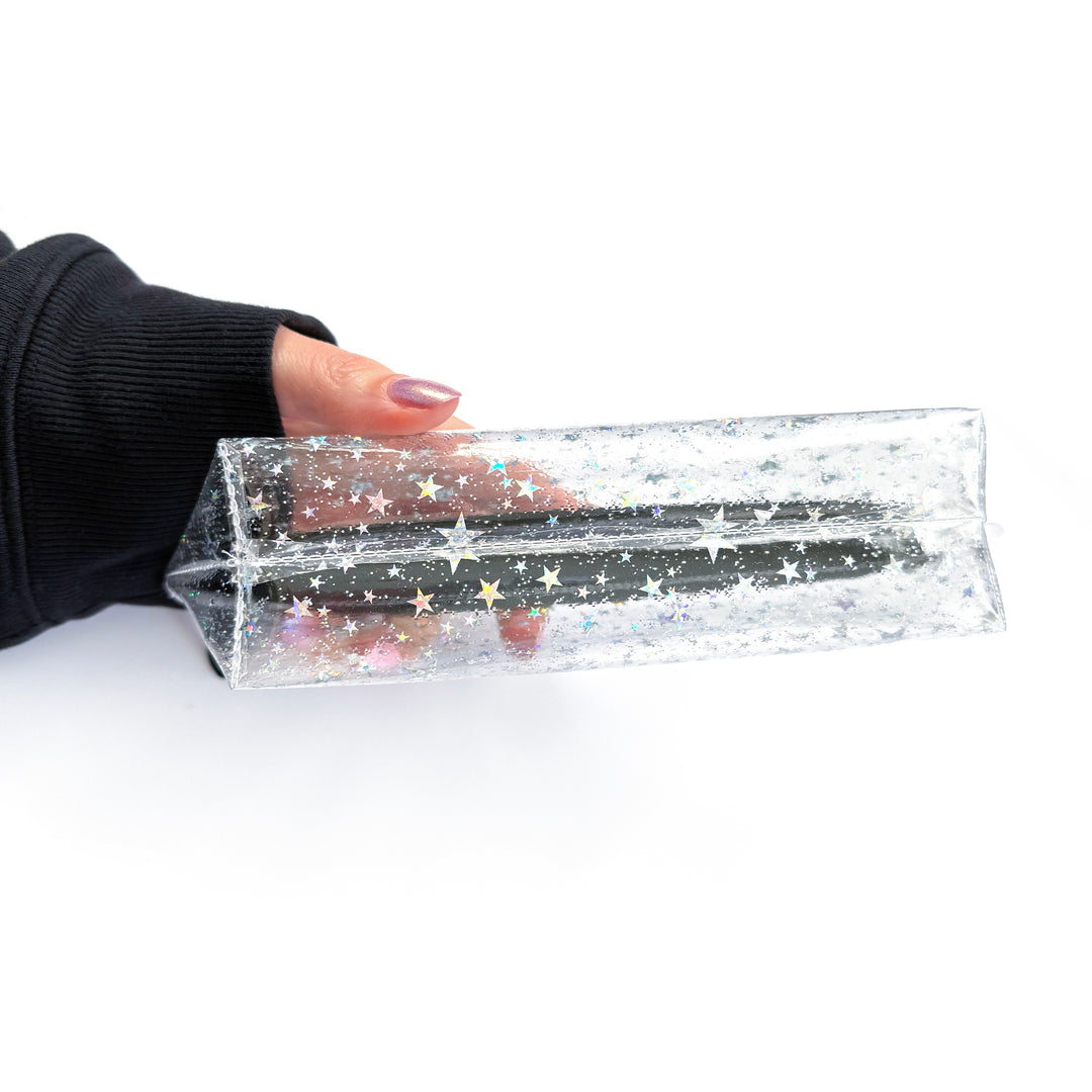 Pencil Case | clear glitter stars
