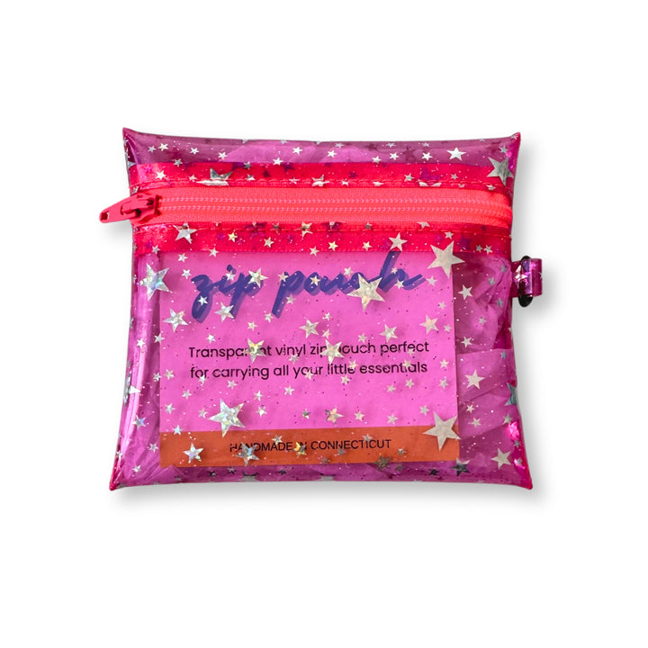 Transparent Glitter Stars Coin Pouch | pink