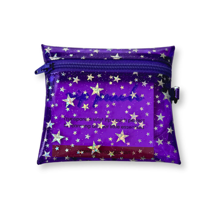 Transparent Glitter Stars Coin Pouch | purple