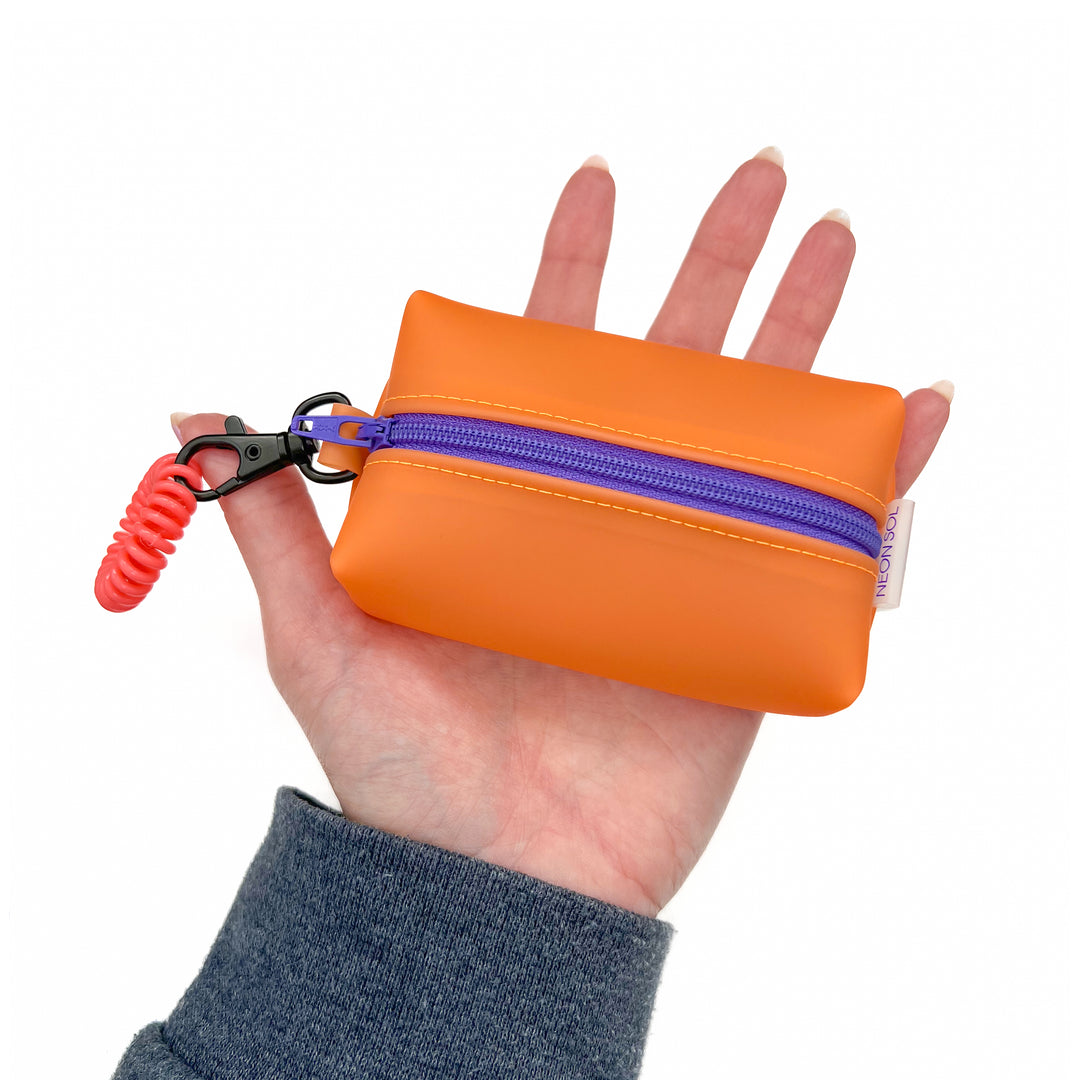 Petite Frosted Jelly Boxy Pouch | tangerine