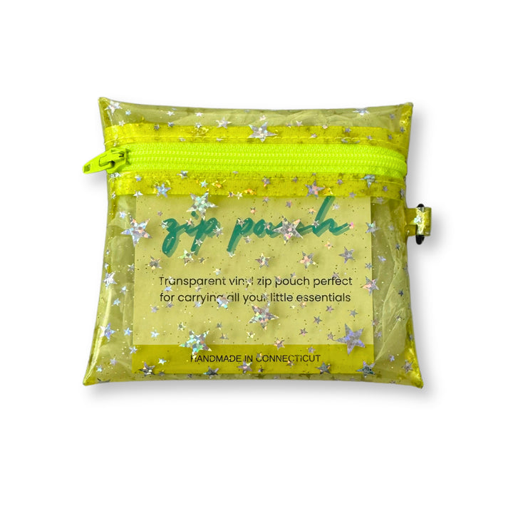 Transparent Glitter Stars Coin Pouch | yellow