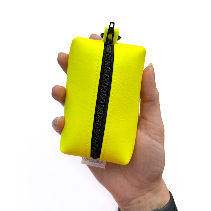 Petite Faux Leather Boxy Pouch | neon yellow