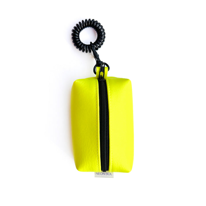 Petite Faux Leather Boxy Pouch | neon yellow