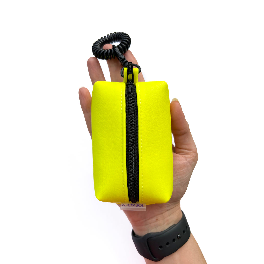 Petite Faux Leather Boxy Pouch | neon yellow