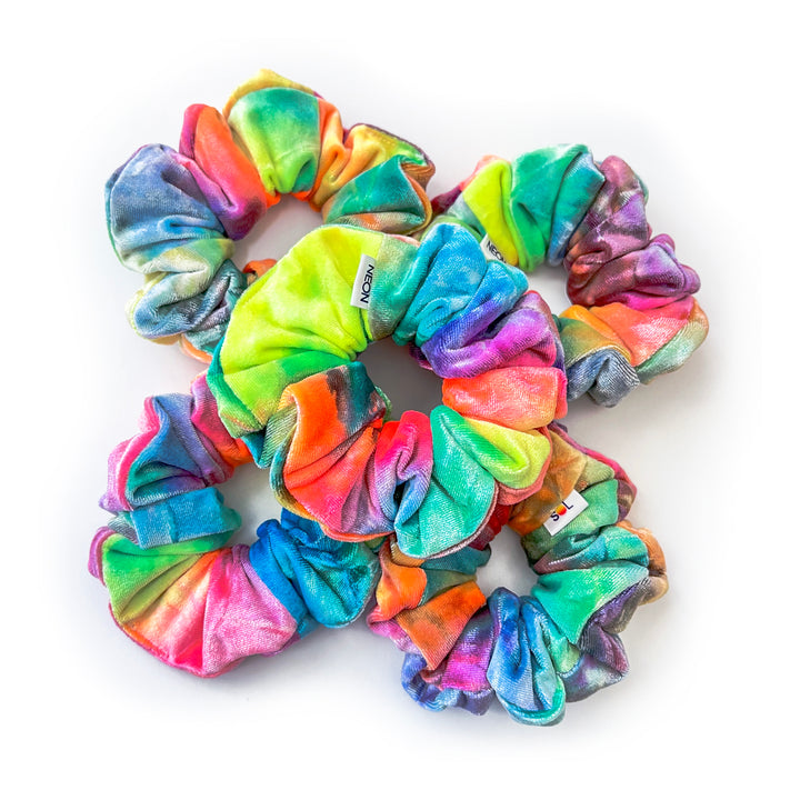 Luxe Velvet Scrunchie | rainbow tie dye