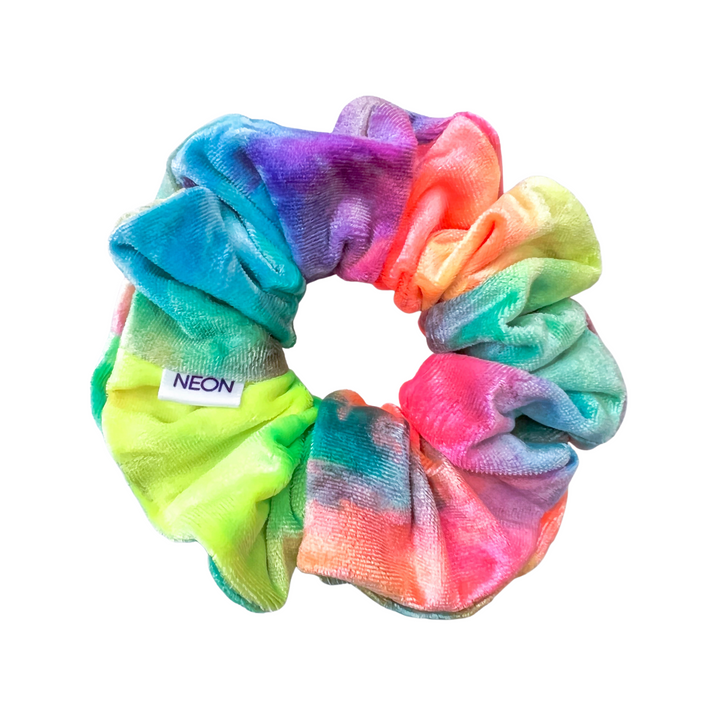 Luxe Velvet Scrunchie | rainbow tie dye