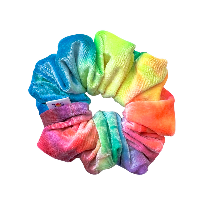 Luxe Velvet Scrunchie | rainbow tie dye