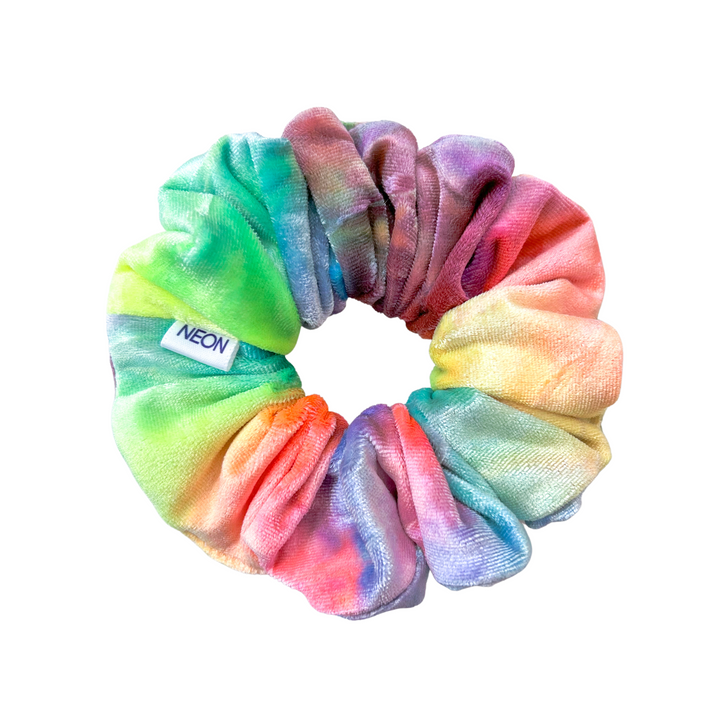 Luxe Velvet Scrunchie | rainbow tie dye