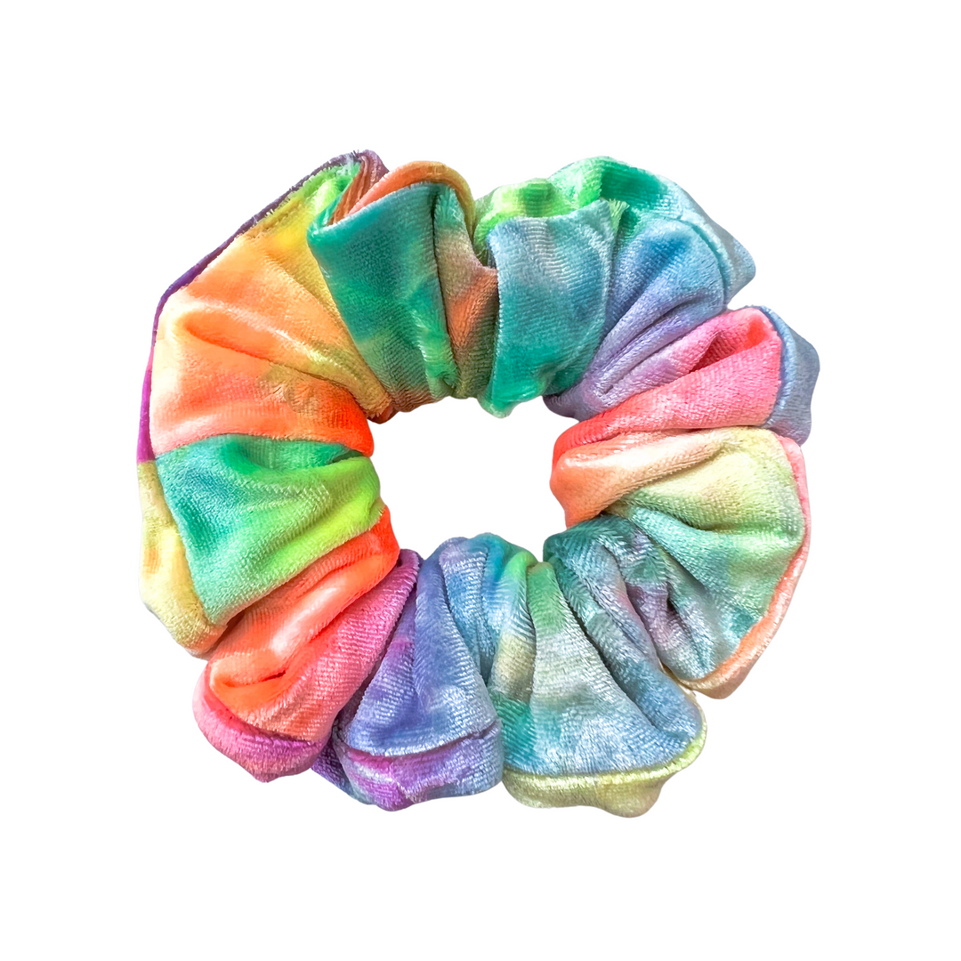 Luxe Velvet Scrunchie | rainbow tie dye