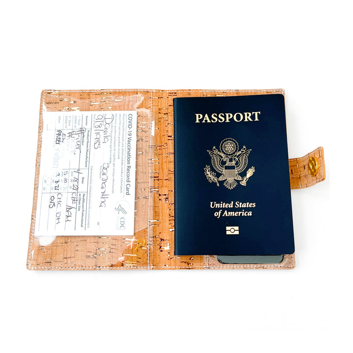Passport Holder | natural cork with gold flecks