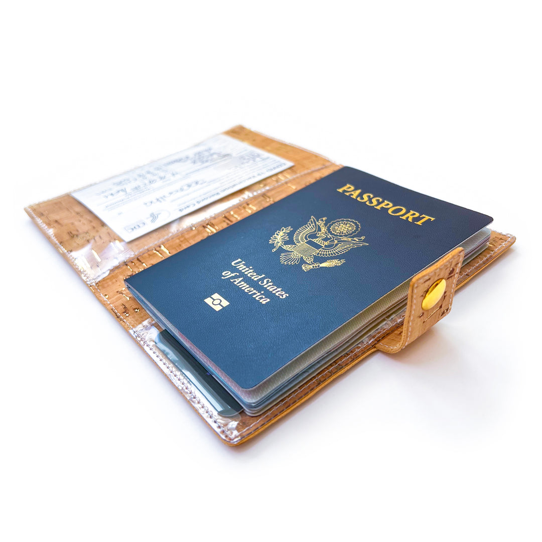 Passport Holder | natural cork with gold flecks