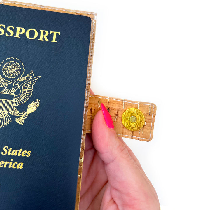 Passport Holder | natural cork with gold flecks
