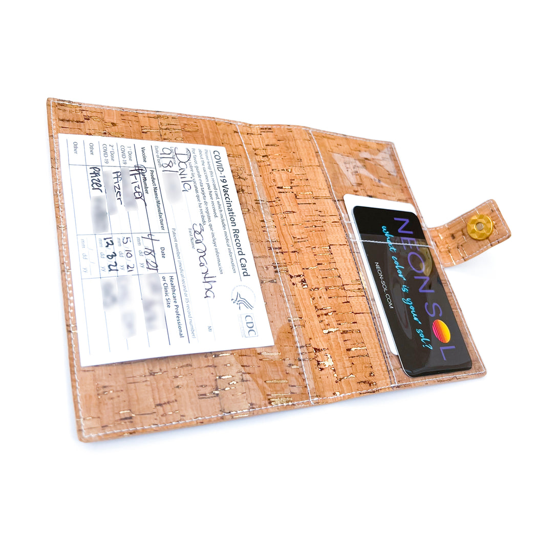 Passport Holder | natural cork with gold flecks