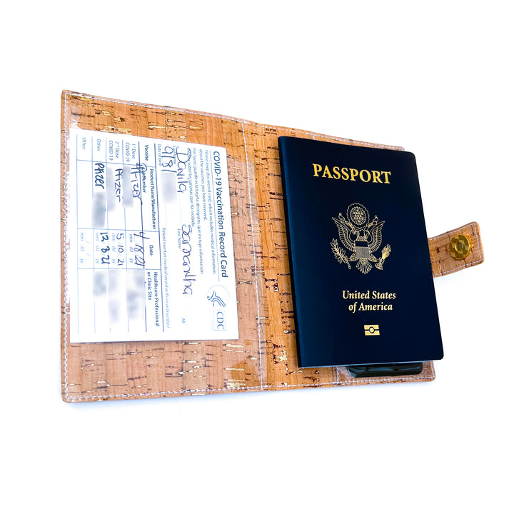 Passport Holder | natural cork with gold flecks