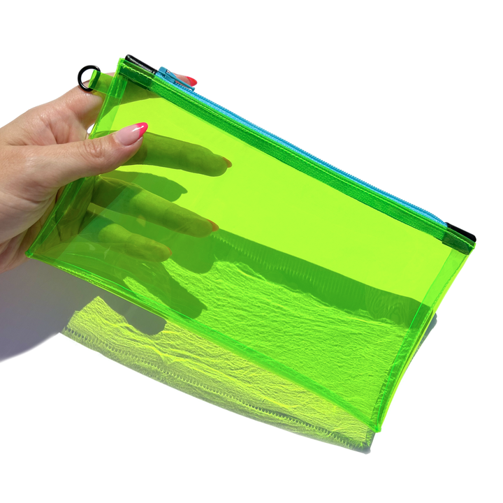 Transparent Vinyl Wristlet Pouch | neon green