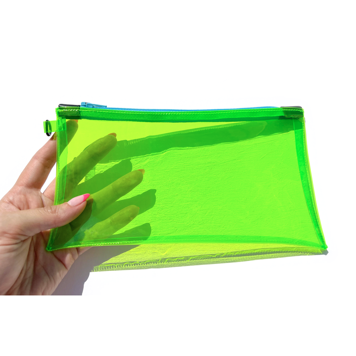 Transparent Vinyl Wristlet Pouch | neon green