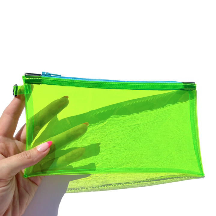 Transparent Vinyl Wristlet Pouch | neon green