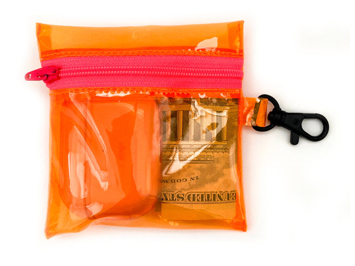 Transparent Clip-on Coin Pouch | neon orange