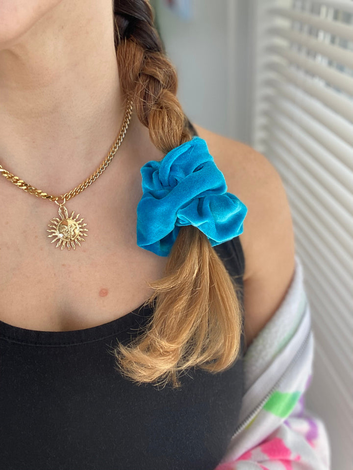 Luxe Velvet Scrunchie | cerulean