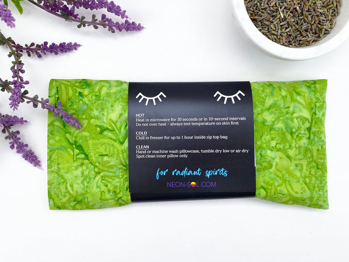 Lavender Eye Pillow | green hibiscus batik