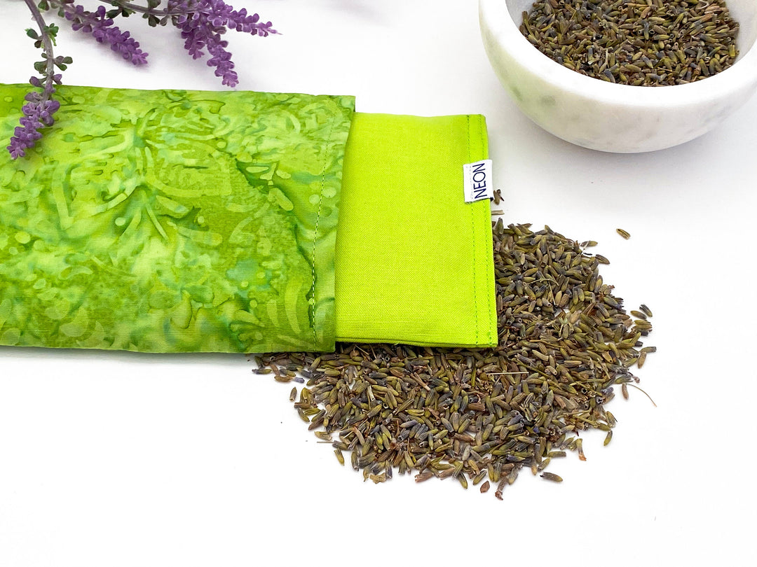 Lavender Eye Pillow | green hibiscus batik