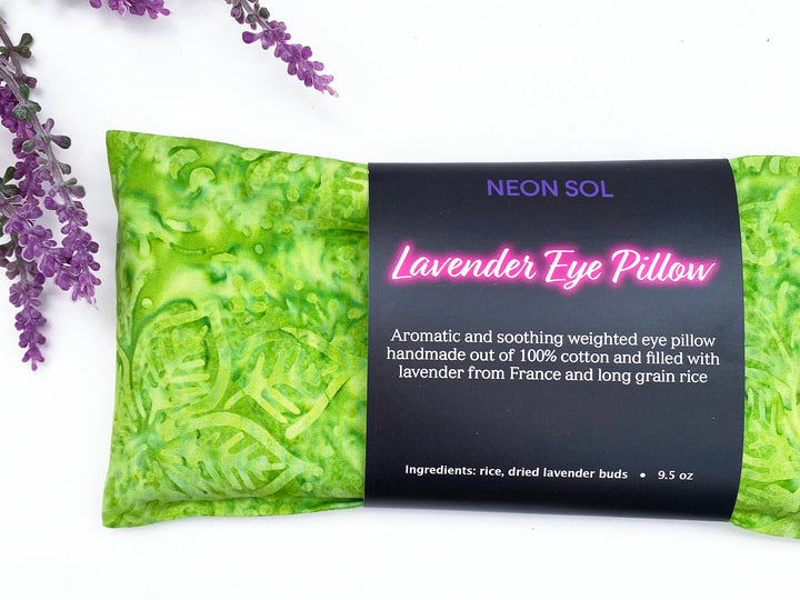 Lavender Eye Pillow | green hibiscus batik