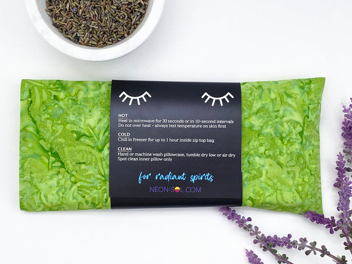 Lavender Eye Pillow | green hibiscus batik